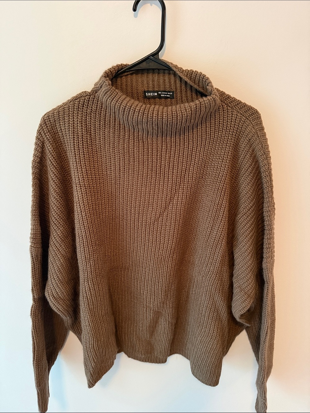 SHEIN Chocolate Brown Ribbed Turtleneck Sweater